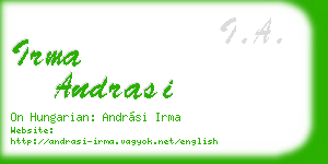 irma andrasi business card
